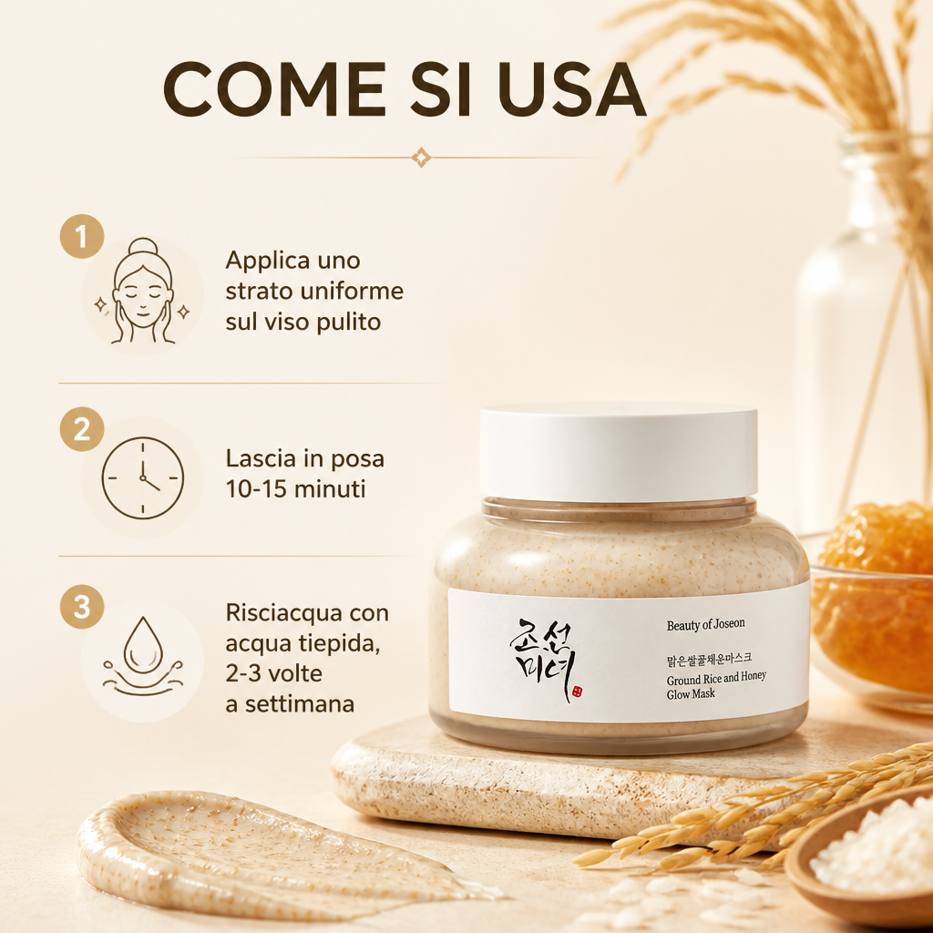 Beauty of Joseon Rice & Honey Glow Mask - Maschera Illuminante 150ml - come si usa