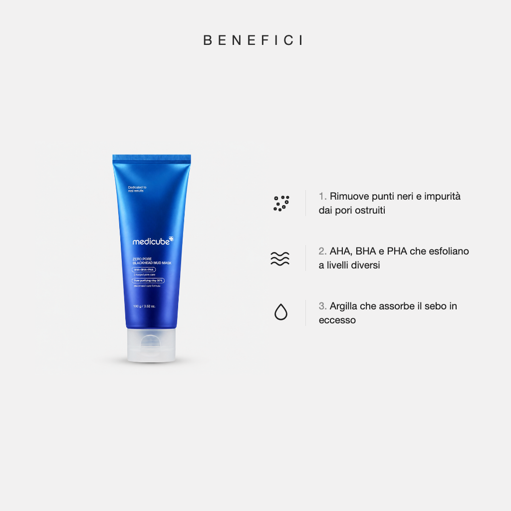 Medicube Zero Pore Blackhead Mud Mask - benefici principali