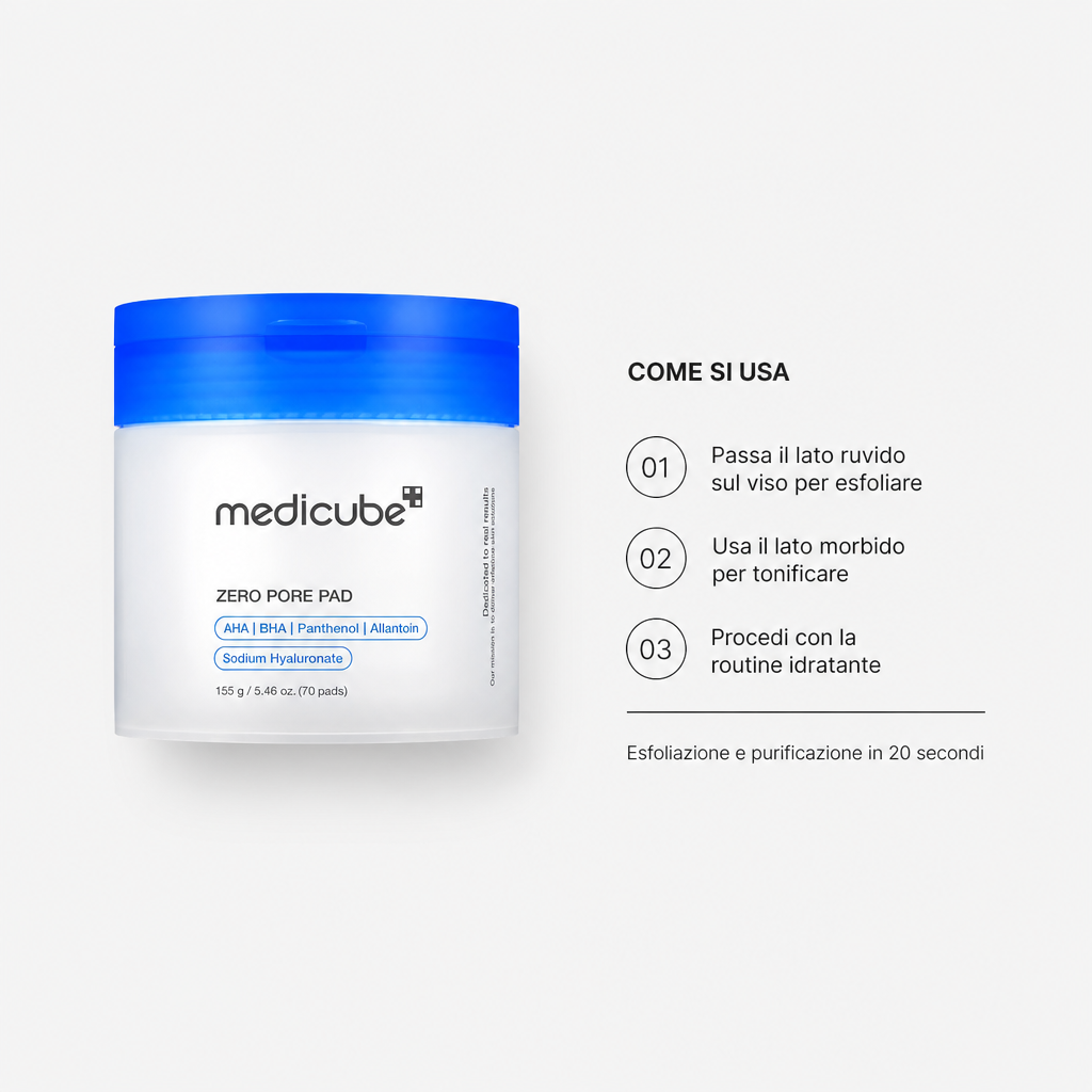 Medicube Zero Pore Pad 2.0 - Pad Esfolianti AHA/BHA - come si usa